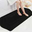 COSY HOMEER Bathroom Mat Rugs 24x48 Non-Slip Absorbent Bath Mat Plush Shaggy Machine Washable Bath Rugs Soft Polyester Bath Mats for Bathroom Floor,Tub and Shower,Black