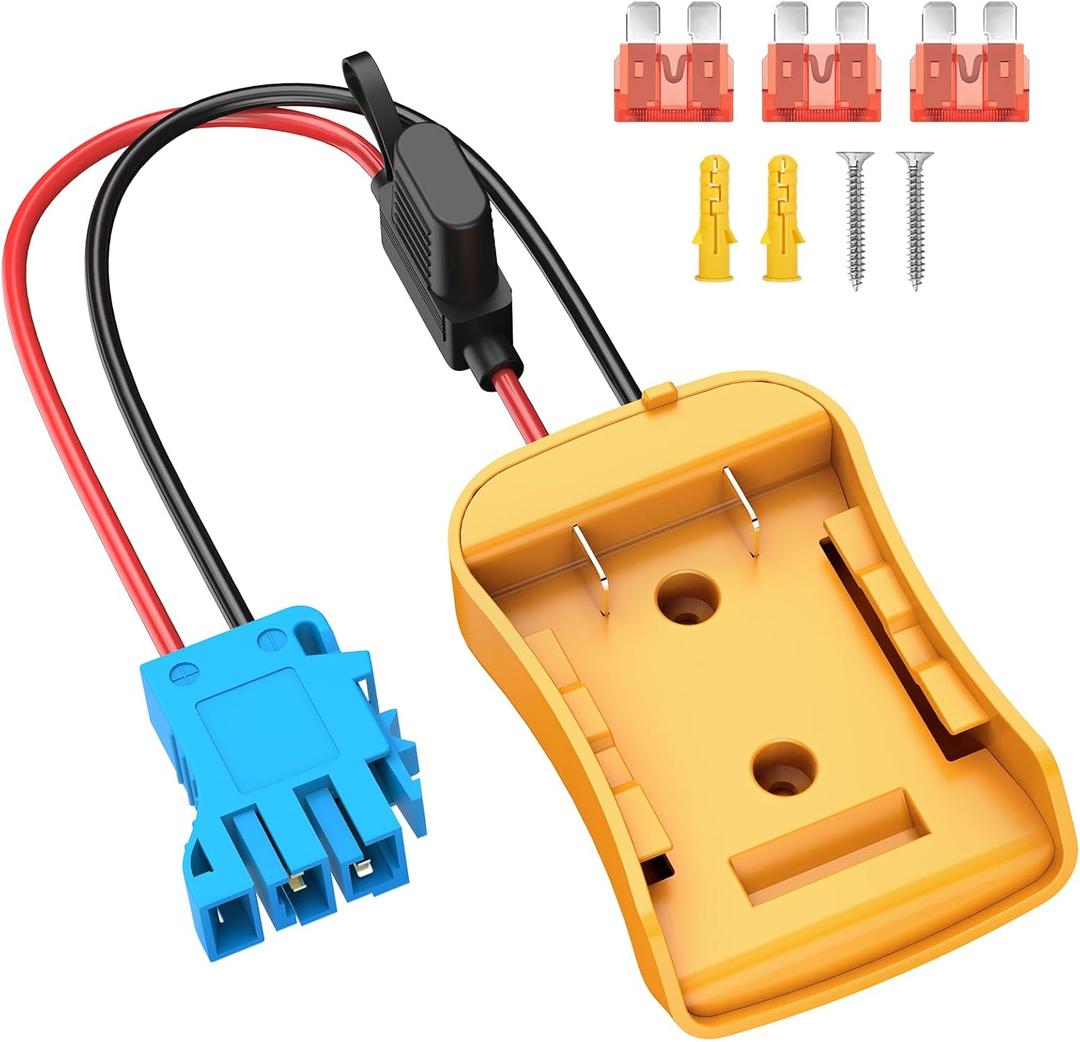for Power Wheel Adapter Compatible with Dewalt 20V Battery with Wire Harness Connector Compatible with Peg-Perego 12V Children Ride-on Car, 12AWG Wire with 40A Fuse
