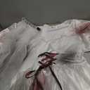 Zombie Bloody Bride Costume for Women Corpse Dress Halloween Cosplay Party (Medium-Large, White-red)