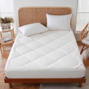 YOUR MOON Natural Wool Mattress Pad Queen 500GSM Australian Wool Mattress Topper, Quilted Fitted Mattress Bed Cover with 16" Deep Pocket, Hypoallergenic Cotton Cover (White)