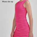EXARUS Girls Bodycon Pencil Dresses Teen Ruched Tween Sleeveless Dress Cocktail Summer Graduation Dance Party for 8-14Y