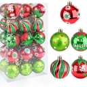 Christmas Ornaments - 30 Pcs 2.4 Inch Shatterproof Plastic Balls Sets, Red & Green Small Tree Hanging Ornaments for Holiday Wreath Party Christmas Tree Decor (A)