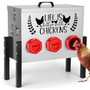 TGEYD 30 lb Chicken Feeder with 6 NoWaste Ports – HeavyDuty Outdoor Metal Feeder with Adjustable Height, Locking Lid & Riveted Handles – Rustproof Feed Box for Poultry & Backyard Chickens