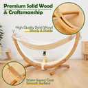 FUNLIO Wooden Hammock with Stand for Kids 3-5 Years (Height < 3.9ft/120cm), Premium Solid Wood Kids Hammock Chair Stand, Stable Structure, Wider & Longer Children Hammock, 220lbs Capacity
