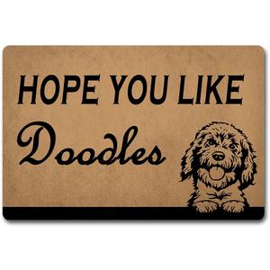 Funny Welcome Doormat House Warming Gift Mat 15.9"(W) x 23.7"(L)Hope You Like Doodles Door Mat Dog Mat Funny Doodle Doormat for Entrance Way Hello Monogram Mat for Front Door Mat No Slip Kitchen Rugs