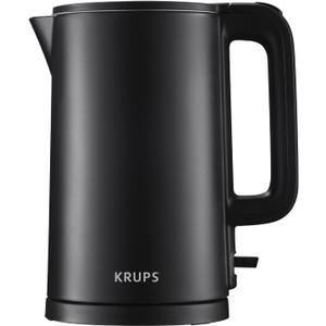 KRUPS 1.5L Electric Kettle Stainless Steel Cool Touch Interior, Fast Boiling, One Cup in 80 Seconds, Double Wall, Auto Off, Keep Warm, Hot Water Kettle Electric, Cordless, Black/White