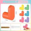 6 Pcs Wood Coat Hook Cute Kids Wall Hooks Colorful Wall Mounted Hangers Backpack Hook Rack for Hanging Hat Keys Clothes for Girl Classroom Home Kitchen Bathroom Playroom Nursery Decor(Small,Pastel)