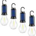 Solar Tent Camping Light Bulb Rechargeable Portable LED Camping Lantern3 Lighting Modes Tungsten Light Tent Lamp with Clip Hook for Camping, Hiking, Backpacking, Emergency Outage (T01)