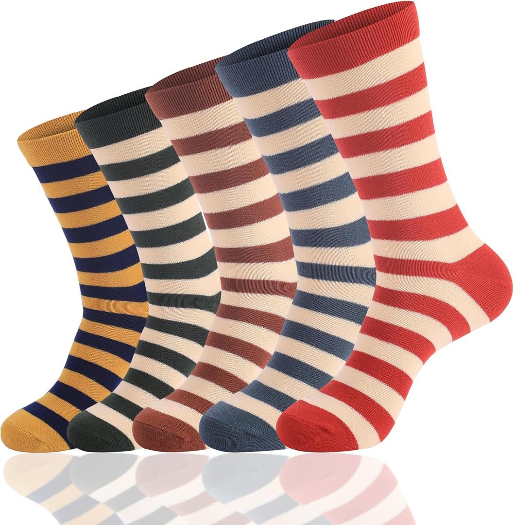 Striped Socks Tube Socks Retro Style Colorful Crew Funny Sock (Small, Multicolor 07)
