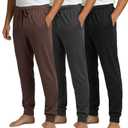 Real Essentials 1 Pack: Men's Ultra Soft Cotton Pajama Pants - Sleep Lounge PJ Joggers with Pockets 2XL
