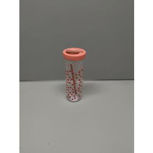 Fruit Infuser Water Bottle, Foldable Straw Water Cup, Water Bottles with Straw, Simply Bottles, LeakProof & Shatter-Proof (Pink, Strawberry)