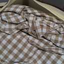 Silnuo Taupe/White Plaid Ruffle Duvet Cover Queen Size,100% Washed Cotton 3 Pcs Vintage Checkered Chic Gingham Bedding Set Comforter Cover Set