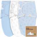 3-Pack Organic Baby Swaddle Sleep Sacks - Swaddles for Newborns, Infant 0-3 Months, Baby Girls, Boys, Soft & Snug Newborn Sleep Sack, Nursery Swaddling Blankets (ABC Land Cloud) (One Size)