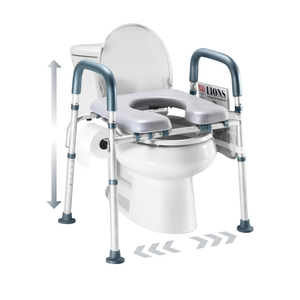 Toilet Seat Risers For Seniors Width and Height Adjustable Raised Toilet Seat With handles for Elderly, Handicap, Elevated, Pregnant, Fit Any Toilet Riser Heavy Duty Up To 400lbs