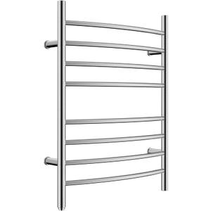 HEATGENE Towel Warmer 8 Bar Plug-in Curved Bath Towel Heater Towel Warmer for Bathroom Plug-in Drying Rack Brushed