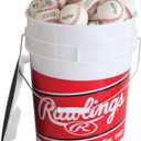 Rawlings | Official League Competition Grade Baseballs | ROLB1X | Game/Practice Use | Youth/14U | Bucket | 24 Count, 6 gallons