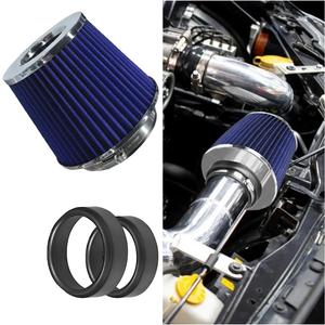 Universal Clamp-On Air Intake Filter, High Flow Closed-Top Cool Air Filter Cleaner, 76 89 102MM Performance Round Tapered Cone Air Filters, Washable Replacement Filter for Car Truck (Silver&Blue)