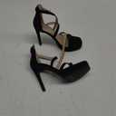 IDIFU IN4 Platform High Heels for Women Strappy Heeled Sandals Square Toe Heels Stiletto Heels Women's Wedding Party Bridal Sexy Dress Shoes Open Toe Heels (6, Black Nubuck)