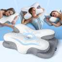 Osteo Enjoy Pain Relief Sleeping Cervical Neck Pillow, Ergonomic Contour Zoned Fits Side Sleeper, Non-Temperature Affected Memory Foam Pillows, Q-max Cooling Pillow Support Back Stomach Sleepers (Gray)