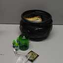 PYOF Halloween Decorations Indoor - Cauldron Halloween Decor with Magic Floating Potion Bottles and Diffuser - Black Plastic Witches Bowl Hocus Pocus Party Decoration for Vintage Home Decor (8"x 5")