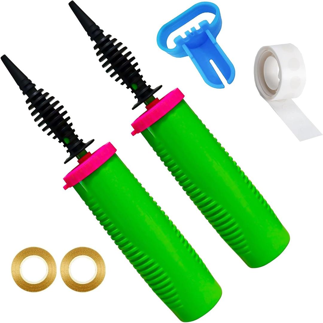Balloon Pump Hand Held  2Pack Two Way Dual Action Inflator with Balloon Tying Tool Manual Air Pump for Balloons