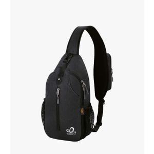 WATERFLY Crossbody Sling Backpack Sling Bag Travel Hiking Chest Bag Daypack (Black