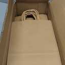 100 Pack 5.8x3.2x8.25 Inch Brown Kraft Paper Gift Bags with Handles - Bulk Small Plain Natural Bags for Birthday Party Favors, Grocery, Retail Shopping, Wedding, Craft, Goody, Takeouts, and Business