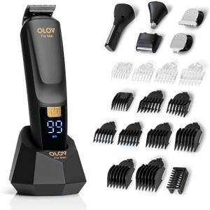 Beard Trimmer, 21 Piece All-in-One Mens Grooming Kit and Hair Clipper, Nose, Ear,Body and Face, Electric Razor with USB Recharge Dock (Black)