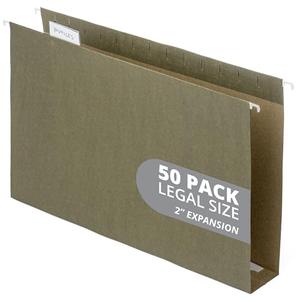 50 Extra Capacity Hanging File Folders, Heavy Duty, 2’’ Expansion Filing Folders, Designed for Bulky Files, Legal Charts, Manuals, and More, Standard Green, Legal Size, 50 Pack, Green