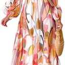 Sissyaki Women's Long Sleeve Boho Floral Maxi Dress Summer Fall Wedding Guest Dress M