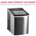 Frigidaire Compact Countertop Ice Maker, Makes 26 Lbs. of Bullet Shaped Ice Cubes Per Day, Silver Stainless