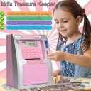 Fishboy Talking Pink ATM Piggy Bank for Kids with Dual Debit Cards, Power-Off Memory, Auto-Opening Drawer for Real Money for Girls, Onekey Shutdown, Bill Feeder, Coin Recognition, Balance Calculator