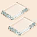 Seajan 2 Pcs Glass Paperweight Office Clear Glass Tiles Paperweight Decorative Block for Home Decor Crafts Projects Ornaments Book Daily Office Gifts(Rectangular)