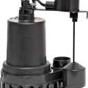 Superior Pump 92372 1/3 HP Thermoplastic Submersible Sump Pump with Vertical Float Switch