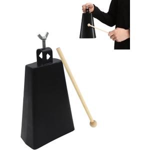 Metal Iron Cowbell 6 Inch, Metal Steel Cow Bells Large Noise Makers Hand Percussion Music Cow bell with Stick and Handle for Drum Set, Instrument Cowbell for School, Sporting Events, Concert, Wedding