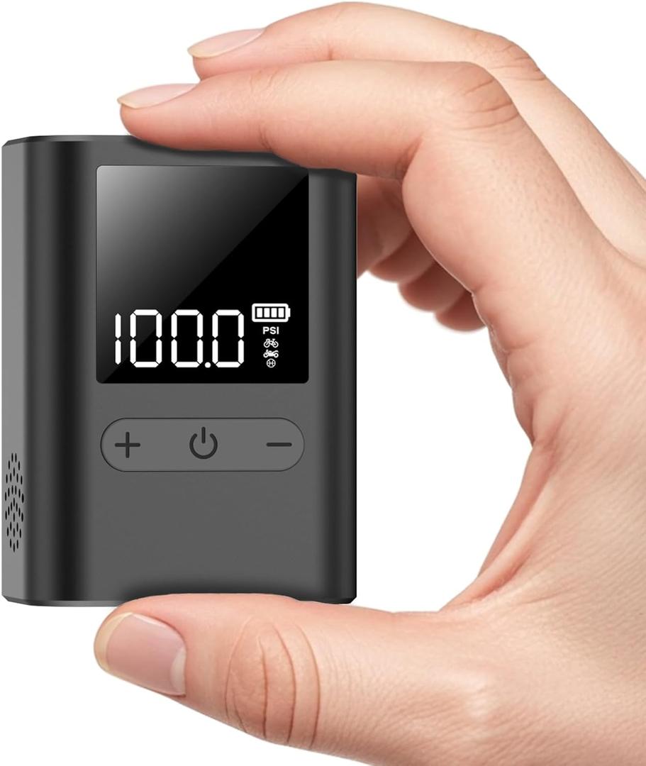 Electric Ball Pump, Mini Bike Pump with Digital Gauge - 100PSI Portable Tire Pump, Auto Shut-Off, Rechargeable Air Pump for Balls & Road Bike