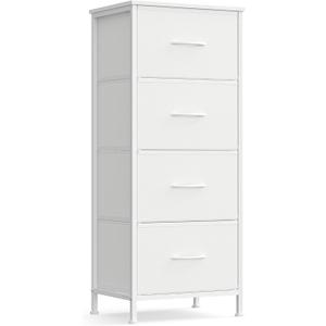 SONGMICS Dresser for Bedroom, Tall Dresser with 4 Fabric Drawers, 11.8"D x 15.6"W x 37.5"H