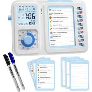 Visual Timer for Kids with Planning Board, 3-in-1 Visual Schedule for Kids with Autism & ADHD, Chore Chart for Home, School, Classroom, Desk