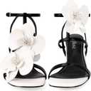 LACIKOSZ Floral High Heels Womens Strappy Sandals Wedding Bride Dressy Shoes Open Toe Ankle Strap Sandals, 8.5