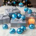Poen 24 Pcs Christmas Balls Ornaments 3 Size Satin Silk Xmas Hanging Ball Decorations Luxury Shatterproof Christmas Tree Decor for Xmas Holiday Wedding Party Decoration(Teal)