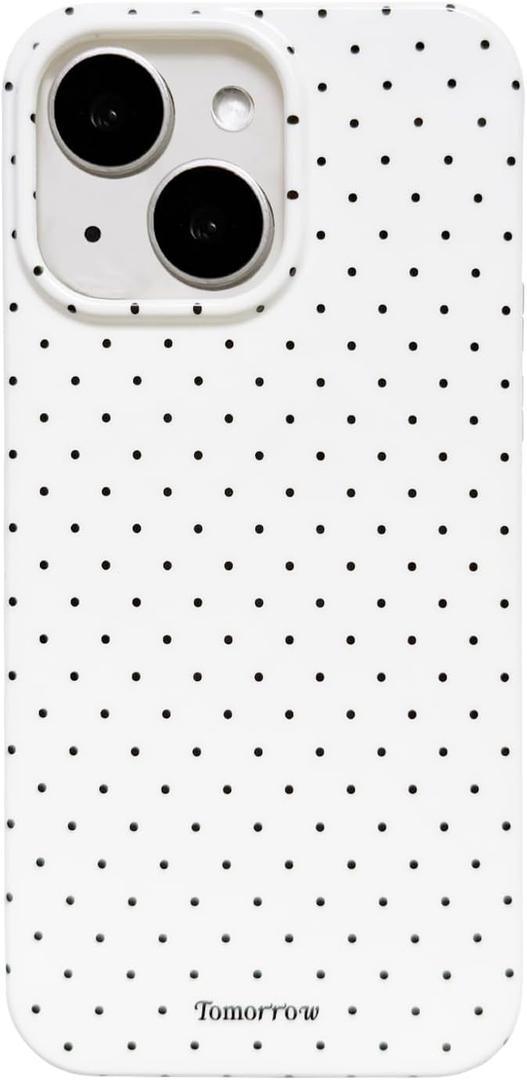 for iPhone 14/13 Case Cute Fashion Polka Dot Aesthetics Women Girly Stylish Protective Soft Shockproof Phone Case White