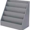 Humble Crew Camden Kids Wooden 5-Tier Bookcase, Toddler Bookshelf Organizer with Forward-Facing Display, Compact Storage Rack for Books and Magazines, Grey, for Playroom, Nursery, or Classroom