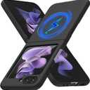 Magnetic for Galaxy Z Flip 5 Case, Compatible with Wireless Charging, Slim Anti-Yellow Matte Hard PC Protective Shockproof Cute Case for Galaxy Z Flip 5, Black(13-50)