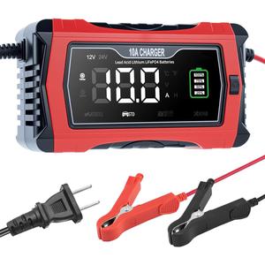 Smart Battery Charger 10A 12V & 24V, Trickle Charger, Battery Maintainer and Desulfator, for Lithium,LiFePO4,Lead Acid (AGM/Gel/SLA..), for Car Motorcycle Lawn Mower
