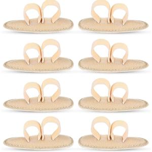 Woanger 8 Pcs Hammer Toe Crest Cushion Soft Straightener Buttress Pads Splint Reduces Pressure from Calluses and Hammer Toes, Medium, Right, Left (Two Toes,Beige)