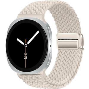 Braided Magnetic Bands for Samsung Galaxy Watch 8 Band 40mm 44mm/8 Classic 46 mm Women/Men,Elastic Nylon Fabric One Click No Gap Sport Strap for Samsung Galaxy Watch 8 Classic Band 46mm/8 44 mm 40 mm (02-Starlight)