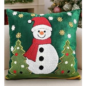 Spring Pillow Cover 18x18 Inch  Embroidered Summer Throw Pillow Cover Flowers Birds Farmhouse Decorative Cushion Case with Hidden Zipper Decoration for Couch, Sofa, Living Room(1 Pack)