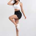 Women's Quick-Dry Running Shorts Athletic High Waisted Shorts for Women with Zipper Pockets Elastic Shorts (Black, S)