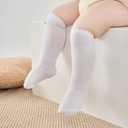 Baby Knee High Socks with Grips, Soft Cotton Ribbed Over the Calf Anti-Slip Long Socks for Newborn Infants & Toddlers