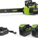 WORKIT 16 Inch Electric Chainsaw, 40V Brushless Chain Saw Cordless with 24.0Ah Batteries, Tool-Free Chain Tension, Auto Oiling, Battery Chainsaw for Tree Trimming, Wood Cutting, Yard Work